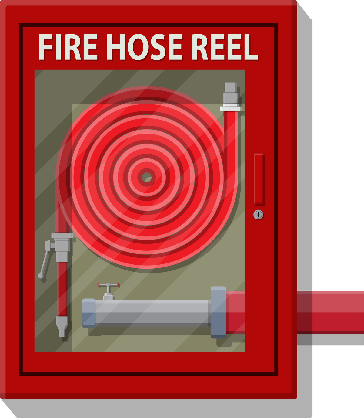 Water Hose to Extinguish the Fire in Cabinet